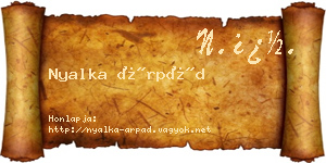 Nyalka Árpád névjegykártya